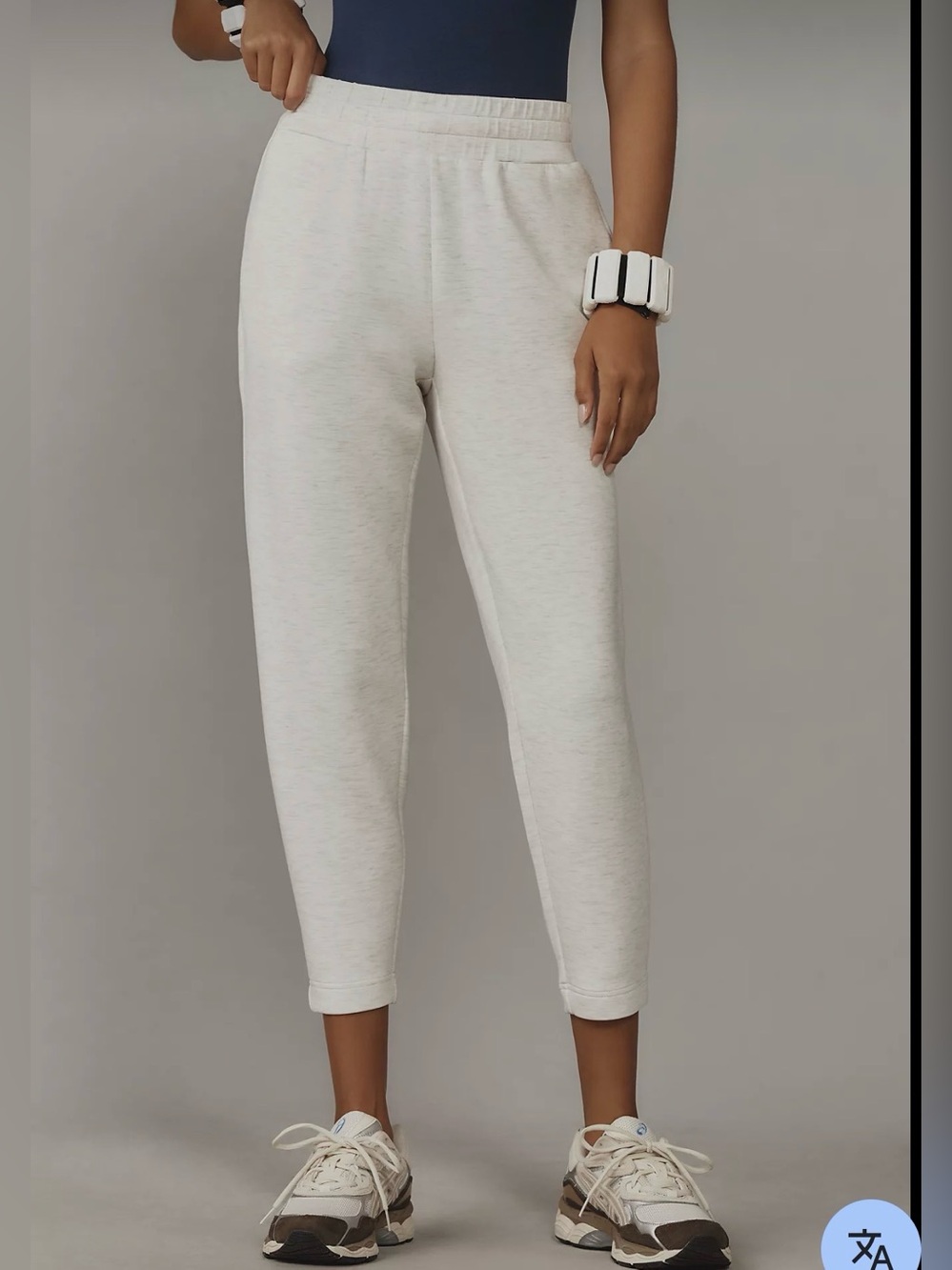 Varley The Slim Zip Hem Pants Ivory Marl Double Soft Size Medium